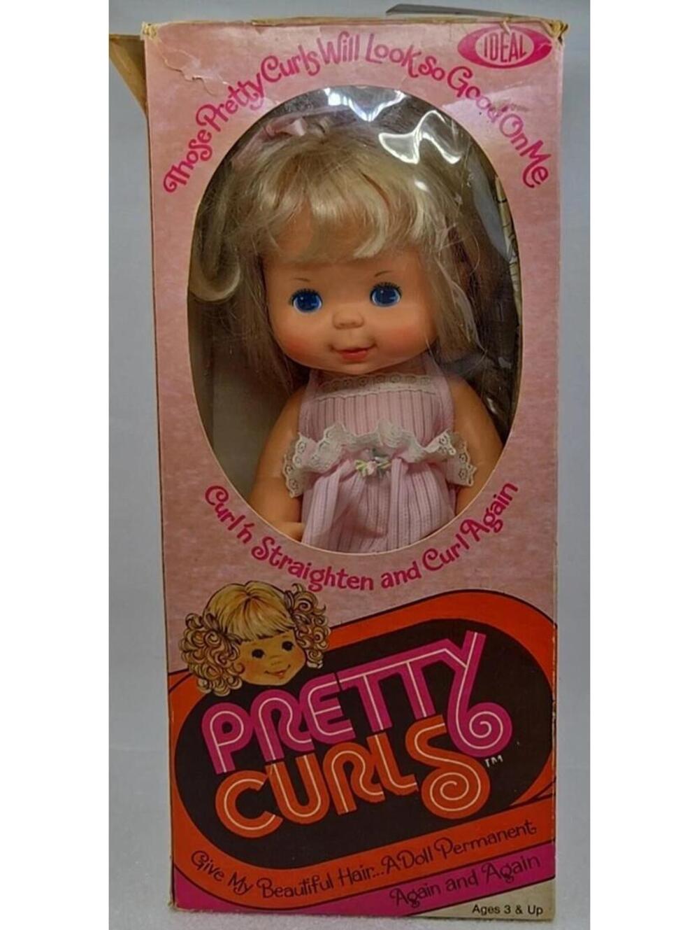 1980 Ideal 12" Pretty Curls Doll In Damaged Box With Instructions No Accessories